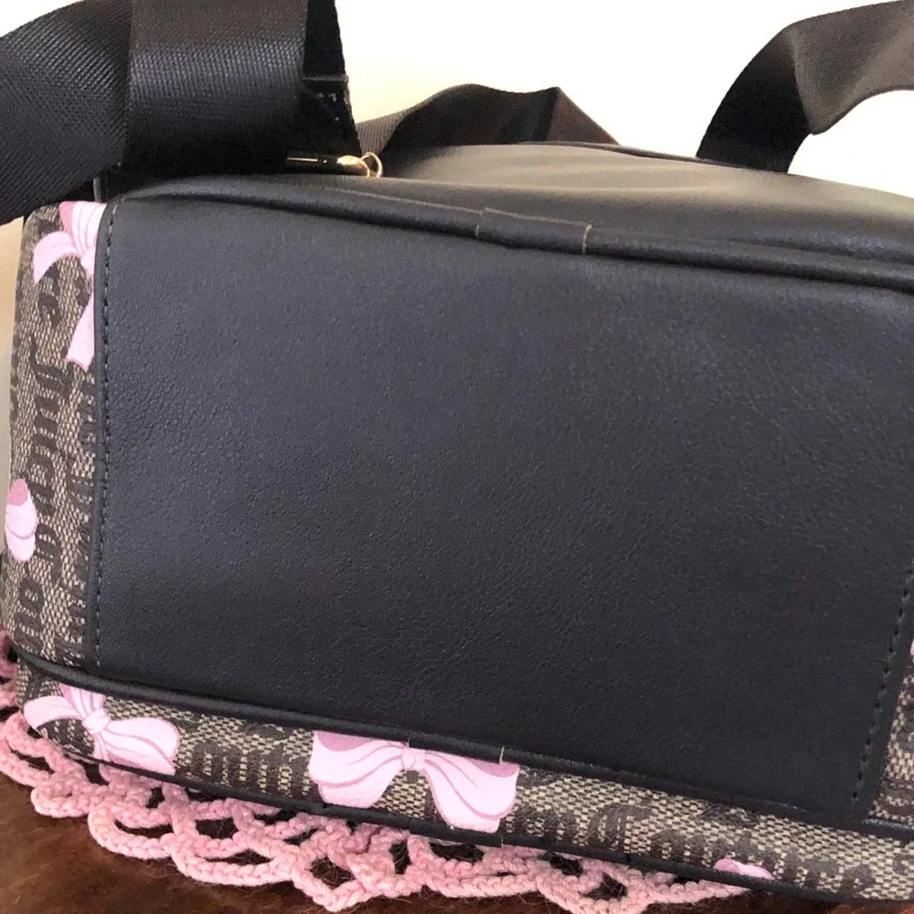 NWT Juicy Couture Simple Sweet Brown w/ Pink Bows Backpack
